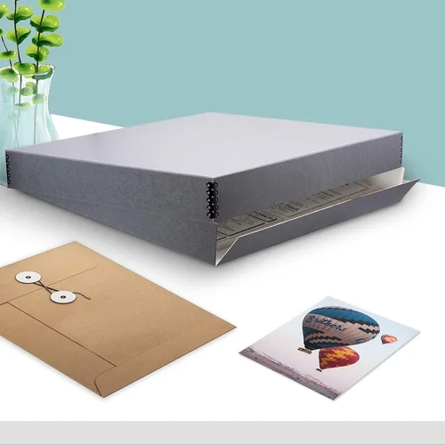 Vista 7 de Golden State Art, Caja de almacenamiento para archivos, Caja de almacenamiento de museo sin ácidos con tapa frontal y bordes de metal para guardar