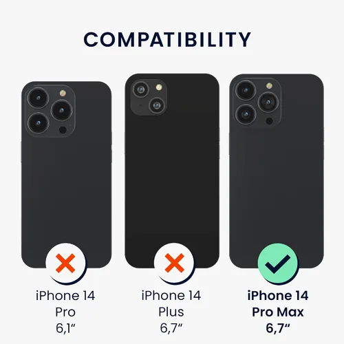 Vista 6 de kwmobile Funda cruzada compatible con Apple iPhone 14 Pro Max, funda de silicona TPU con correa, color negro