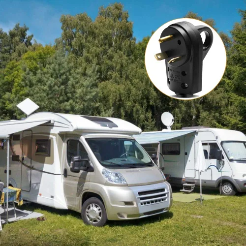 Vista 7 de Enchufe macho de repuesto para autocaravana de 30 amperios, resistente NEMA TT-30P, enchufe eléctrico de repuesto con mango de fácil desenchufe