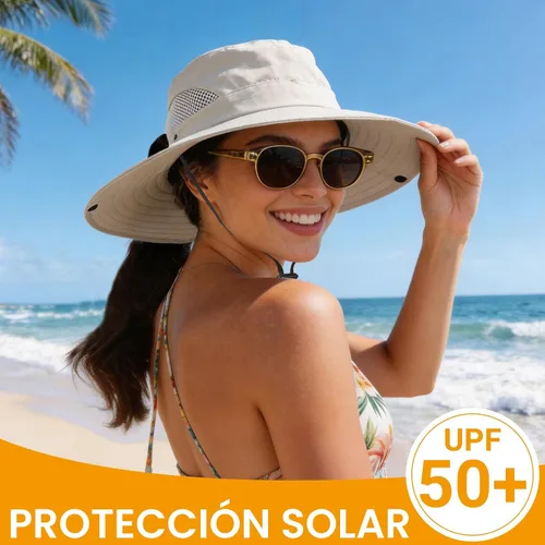 Vista 2 de PFFY Sun Beach Hats for Women Men UV Protection Wide Brim Foldable Fishing Sun Bucket Hat Outdoor Essentials