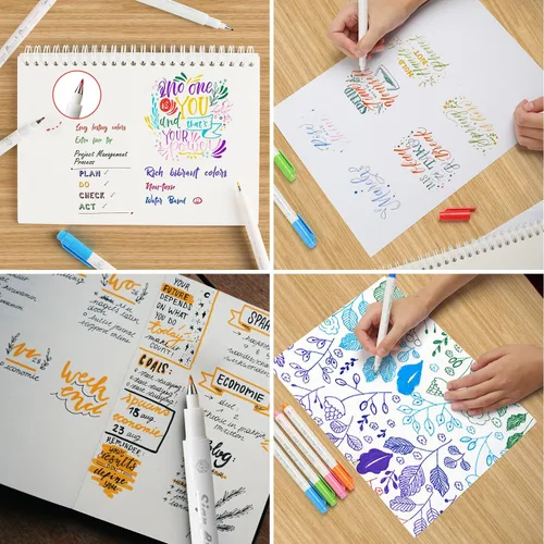Vista 6 de Fudenosuke GC-SB16 - Bolígrafo de pincel para caligrafía, 16 colores, para letras a mano, caligrafía, dibujo, escritura, diario