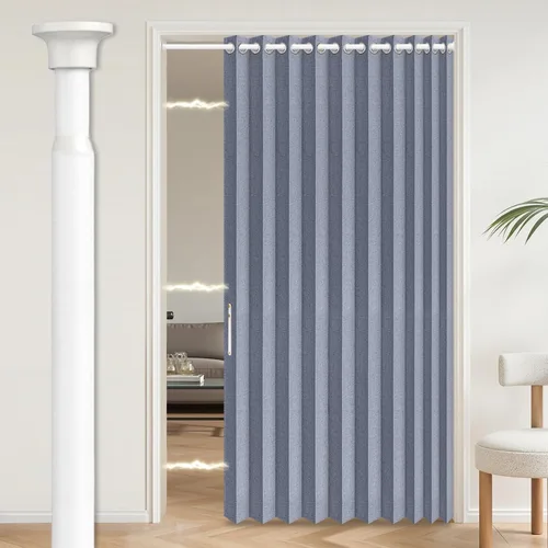 Vista 12 de AJAZZ Cortina de puerta magnética 100% opaca de acordeón para armario, cortina invisible para puerta interior de dormitorio, sala de estar, pasillo