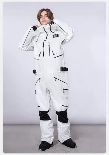 Vista 5 de SJYDQ - Traje de esquí de invierno de una pieza para hombre, traje de nieve cálido para mujer, traje de nieve para snowboard, traje de esquí y nieve