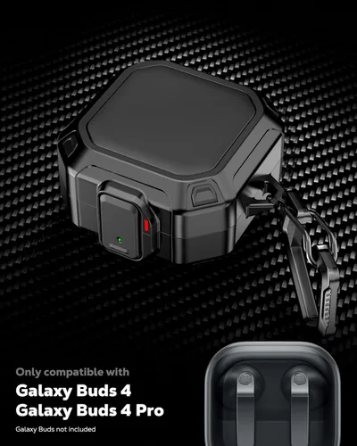 Vista 2 de MoKo Secure Lock - Carcasa para Samsung Galaxy Buds 4 Pro/4 (2026), color negro Bloqueo seguro, compatible con carga inalámbrica, protección
