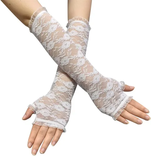 Vista 18 de Guantes de encaje de muchos estilos para mujeres o niñas Manga de brazo ahuecada años 80
