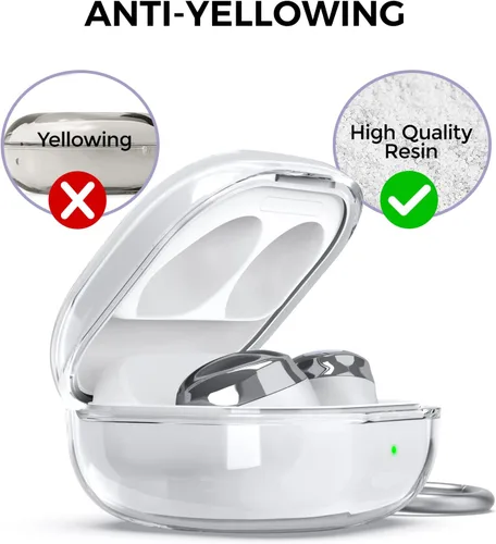 Vista 6 de AhaStyle Compatible con Samsung Galaxy Buds FE/S2 Pro/S2/Live Funda transparente [Anti-amarillamiento] (transparente)