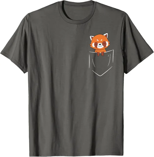 Vista 78 de Funny Red Panda In Pocket - Camiseta con bolsillo, Negro, S