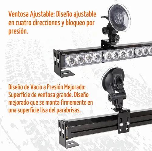 Vista 7 de Barra de luz estroboscópica de emergencia 2 en 1, 21 patrones de flash, amarillo/blanco, de prevención de tráfico, de advertencia, para parabrisas