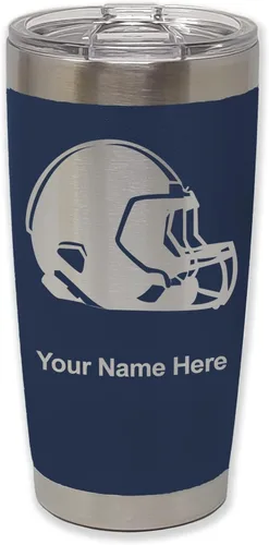 Vista 39 de LaserGram Vaso aislado al vacío de 20 onzas, casco de fútbol, grabado personalizado incluido (morado claro)