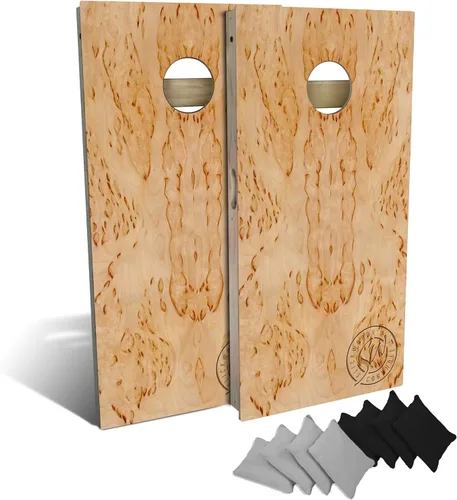 Vista 11 de Slick Woody's Professional-Grade Cornhole Boards - 4'x2' Solid Wood Regulation Woodgrain Bean Bag Toss Game with 8 Resin Filled Bags Madera de musgo