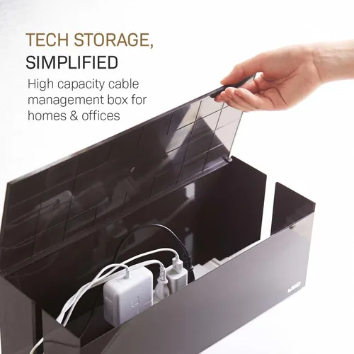 Vista 2 de YAMAZAKI Home Cable Box-Outlet Cable Organizador de almacenamiento, protector de cubierta