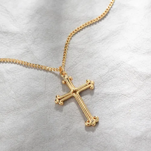 Vista 94 de Fettero - Collar con dije de cruz de fe, chapado en oro de 14 K, cadena fina, minimalista, simple, pequeña, para oración, regalo de joyería religiosa