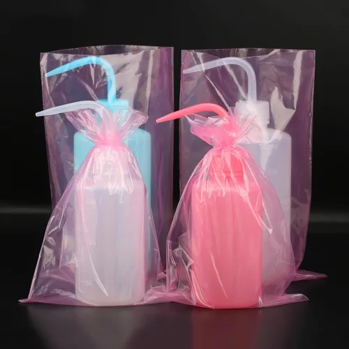 Vista 2 de 500 bolsas rosas para botellas de lavado de tatuajes, bolsas desechables para botellas de tatuaje, fundas para bolsas de botella para apretar