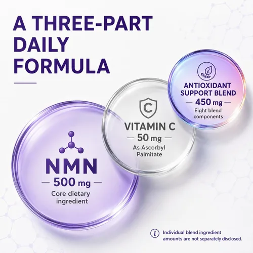 Vista 5 de Suplemento NMN 500 mg con Resveratrol y Antioxidantes, 60 Cápsulas