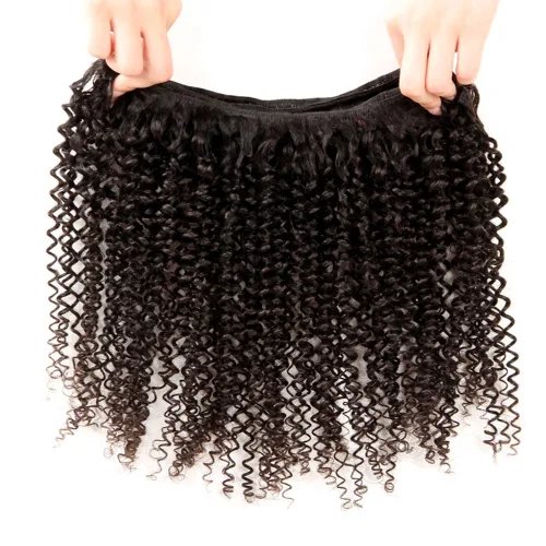 Vista 4 de ISEE Extensión de cabello malayo 100% virgen sin procesar, rizado profundo, color negro natural que puede ser teñido, 10 pulgadas 100% Malaysian