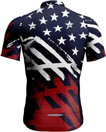 Vista 3 de BAJAC Camiseta de ciclismo de Estados Unidos para hombre, manga corta, camisetas de ciclismo con bandera americana, ropa de bicicleta de carretera