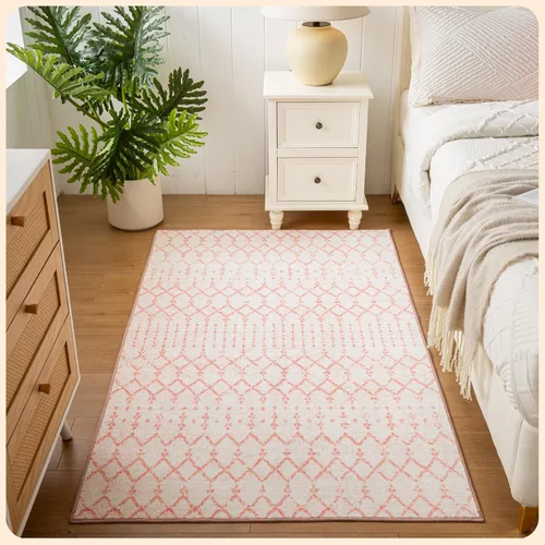 Vista 220 de Istana Alfombra larga antideslizante de 2.5 x 8 para el hogar, para pasillo y cocina, lavable, sedosa y suave al tacto, elegante, color azul y marfil
