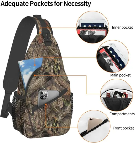 Vista 3 de VOOHDDY Bolso cruzado para mujeres y hombres, mochila de viaje para senderismo, bandolera, bolsa de pecho, casual, bolsa deportiva