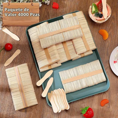 Vista 5 de Skylety 4000 piezas mini cucharas de muestra cucharas de madera para postre