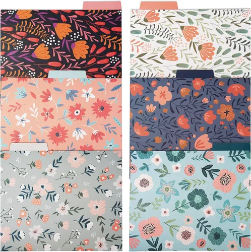 Vista 6 de Carpetas decorativas para archivos, paquete de 12 carpetas florales, tamaño carta, 6 diseños