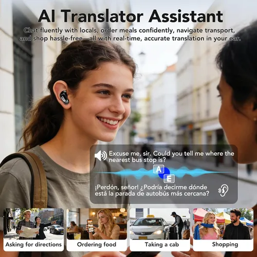 Vista 5 de MINISO MS105 Auriculares de Traducción AI en Tiempo Real, Auriculares Traductor Soportan 134 Idiomas con APP, Auriculares Traductor Bluetooth 6.0
