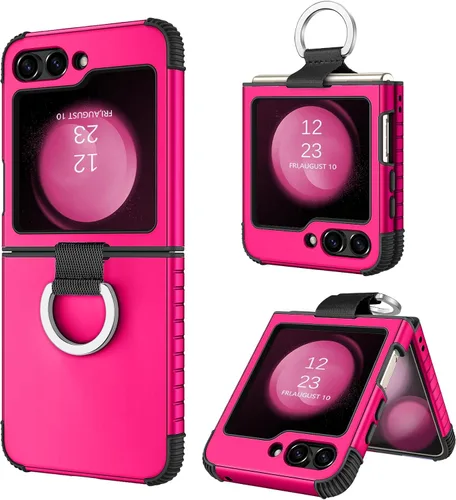 Vista 9 de BENTOBEN Funda para Samsung Galaxy Z Flip 5, Z Flip 5 5G, resistente 2 en 1, cuerpo completo, resistente, a prueba de golpes, con anillo