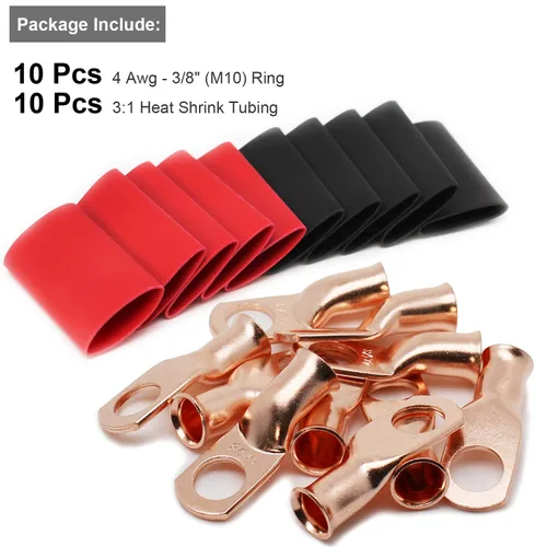Vista 20 de TKDMR - Kit de 264 piezas de extremos de cable de batería, 132 piezas de terminales de anillo de lengüetas de cable de cobre resistentes AWG 8 6 4 2