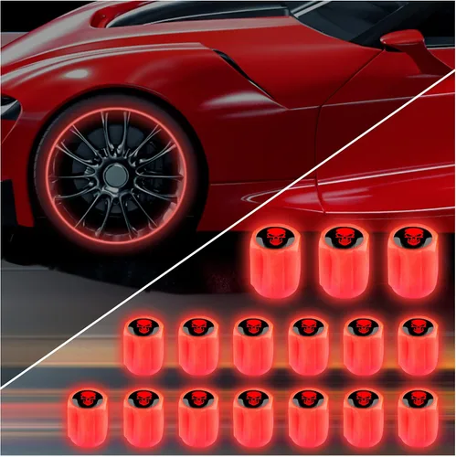 Vista 10 de 16 PCS tapones fluorescentes para vástago de válvula de neumático, tapones luminosos para válvula de aire de rueda de automóvil, accesorios