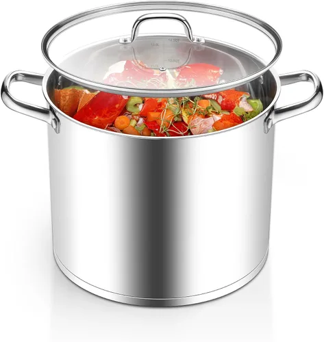 Vista 10 de Homikit Olla de acero inoxidable de 4 cuartos de galón, olla de inducción con tapa para sopa, salsa de pasta, cocinar a fuego lento, parte inferior