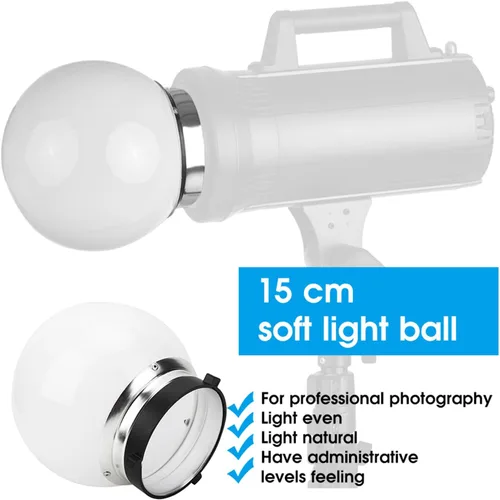 Vista 5 de Bola de luz suave, cúpula difusora profesional de fotografía, montaje compatible con aleación de 5.9 in+modificador de plástico para fotos