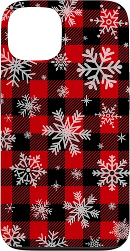 Vista 7 de Snowflakes Snow Snowing Christmas Winter Red Black Plaid Case for iPhone 17