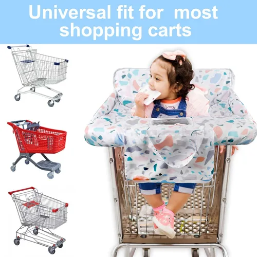 Vista 5 de Funda para carrito de compras para bebé 2 en 1 Funda para silla alta con arnés de seguridad Multifuncional Patrón de manchas blancas Cubiertas