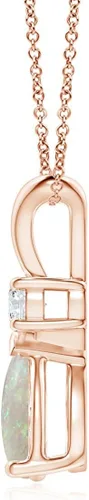 Vista 2 de ANGARA Collar con colgante de lágrima de ópalo natural con diamante para mujeres, niñas en oro macizo de 14 quilates, platino Regalo de joyería