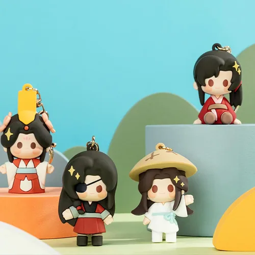 Vista 6 de CALEMBOU Llavero de anime, 2.4 pulgadas, lindo llavero de figura de Xie Lian Hua Cheng Chibi, mercancía china de Donghua Tian Guan Ci Fu