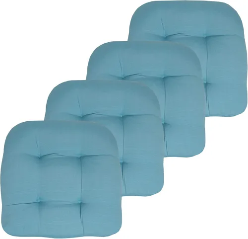 Vista 60 de Sweet Home Collection - Cojines para silla de patio y exterior, almohadillas prémium con relleno grueso y cómodo de fibra, mechones, 19 x 19 Negro