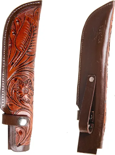 Vista 13 de Hulara Genuine Leather Knife Sheath – Handmade Leather Knive Holder with Belt Loop, Fits 4-10" Blade – Fixed Blade Knife Sheaths, Knifes Scabbard