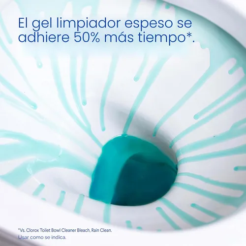 Vista 4 de Clorox Limpiador de inodoro, gel blanqueador adherente, mata el 99.9% de bacterias y virus, niebla oceánica, 24 onzas líquidas, paquete de 2