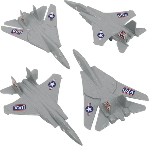 Vista 6 de TimMee Aviones de combate de plástico para hombres del ejército: 4 aviones negros – fabricados en EE. UU