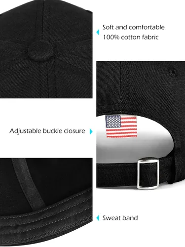 Vista 4 de LCZTN Paquete de 2 gorras de béisbol con la bandera estadounidense para hombres y mujeres, sombrero de papá liso de perfil bajo de Estados Unidos