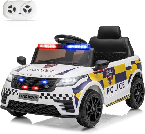 Vista 10 de Vehículo de policía eléctrico Land Rover de 12 V con control remoto Negro