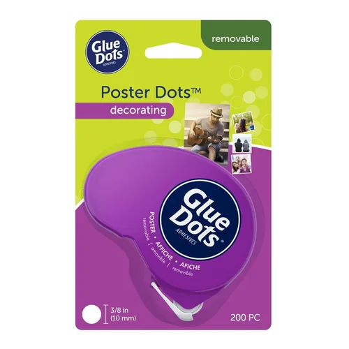 Vista 2 de Glue Dots Dispensador desechable de puntos adhesivo para póster de 0.375" - 200 puntos transparentes