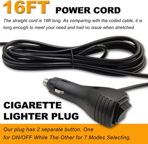 Vista 4 de Luz estroboscópica LED, luces intermitentes de seguridad de emergencia de 12 V-24 V con cable magnético y cable recto de 16.4 pies para vehículo