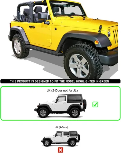 Vista 4 de iBoard estribos para Jeep Wrangler Sport Utility 2007-2017, 2 puertas, Negro