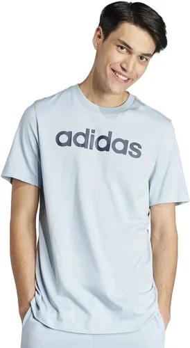 Vista 2 de adidas Camiseta básica con logotipo bordado lineal para hombre