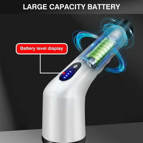 Vista 7 de HSHa Limpiador eléctrico giratorio, limpiador de ducha inalámbrico con mango largo, 2 velocidades ajustables, cepillo de limpieza de ducha con 10