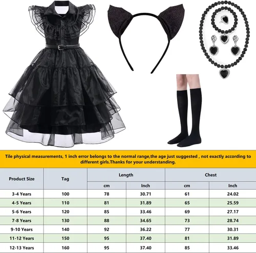 Vista 4 de WOPLAY Disfraz negro para niñas para niños, disfraz familiar negro para Halloween, Navidad, Año Nuevo, fiesta de disfraces
