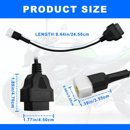 Vista 2 de Adaptador de diagnóstico OBD OBD2 de 6 pines, motocicleta Delphi, conector de cable de herramienta de diagnóstico OBD compatible con Z900RS / Z800
