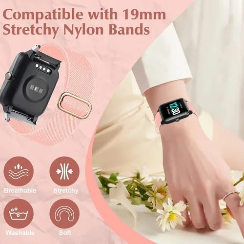 Vista 4 de Correa elástica de nailon compatible con el reloj Veryfitpro ID205L, correa de repuesto elástica de 0.73 pulgadas para Blackview ID205L/Letsfit