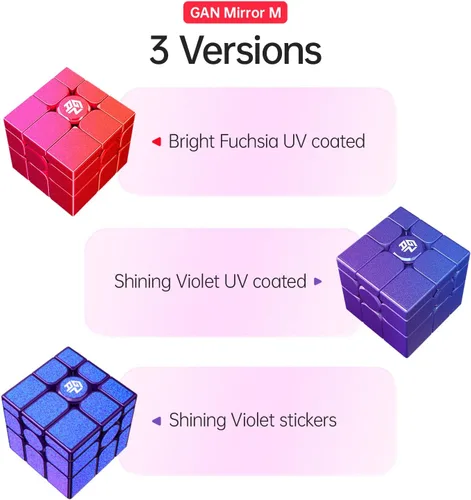 Vista 6 de GAN MirrorM - Cubo magnético con recubrimiento UV, 3x3x3, 48 imanes con purpurina y destellos, cubo de velocidad de espejo, rompecabezas, juguetes