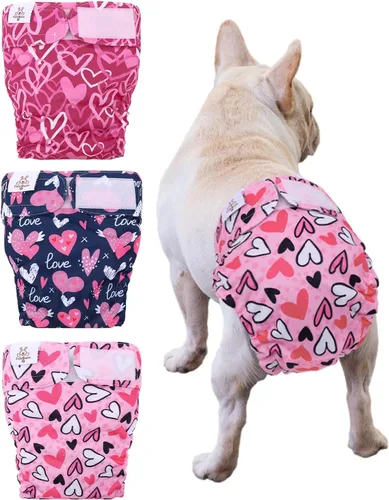 Vista 22 de CuteBone WWD28XS - Pañales lavables para perras, sin agujero para la cola, reutilizables, pantalones de entrenamiento para perritos, con cola